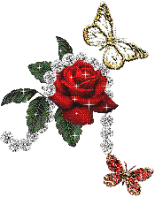 Animated glitter butterfly and rose